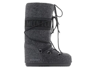 Pre-owned Moon Boot Icon Felt Boot Sneakers In Grey In Gray