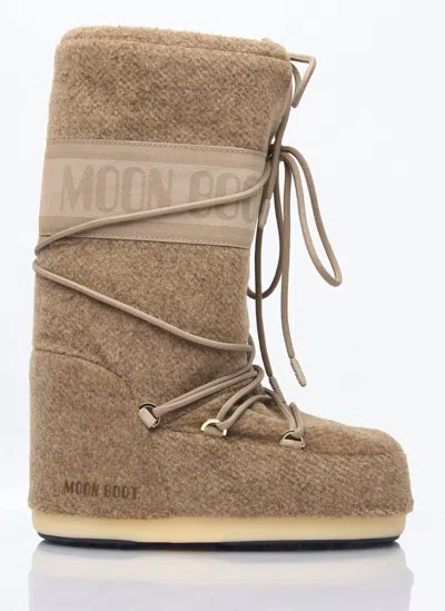 Moon Boot Icon Felt Boots In Beige