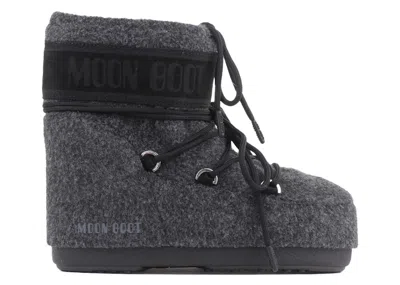 Pre-owned Moon Boot Icon Felt Low Boot Dark Sneakers In Grey In Gray