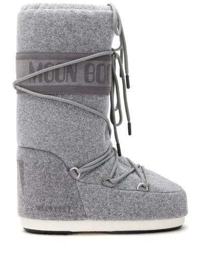 Moon Boot Icon Felted Boots In Grey