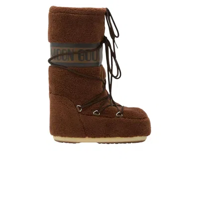 Pre-owned Moon Boot Icon Fleece Boot 'brown' | Men's Size 35