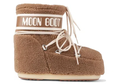 Pre-owned Moon Boot Icon Fleece Low Boot Sneakers In Camel In Brown