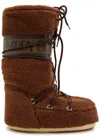 Moon Boot Women 'icon' Brown Snow Boots With Maxi Logo Print On The Side In Fleece Woman In Brown