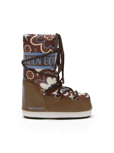 Moon Boot Kids' Icon Floral-print Boots In Brown