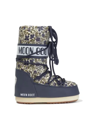 Moon Boot Kids' Icon Floral-print S In Blue