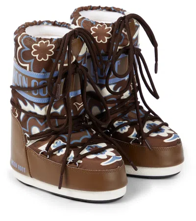 Moon Boot Kids' Icon Floral Snow Boots In Brown