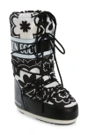 Moon Boot Icon Floral-print Boots In Black/ White