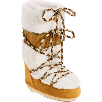 Moon Boot Icon Shearling And Suede Snow Boots In Brown