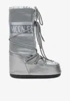 Moon Boot Water-repellent Ankle Boots With Lace Closure In Silver