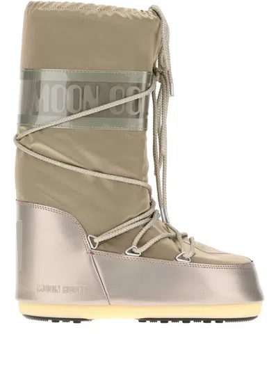 Moon Boot Moonboot Metallic Boots With Lace-up Design In Silver