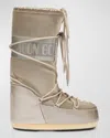 Moon Boot Moonboot Metallic Boots With Lace-up Design In Platinum