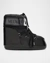 Moon Boot Icon Glance Satin Low Snow Boots In Black