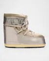 Moon Boot Icon Glance Satin Low Snow Boots In Silver