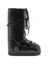 Moon Boot Icon Glitter Rubber Snow Boots In Black