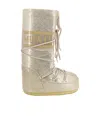 Moon Boot Gold Kids's Icon Glitter-embellished Woven Snow Boots Eur 31 / 12.5 Uk In Nude