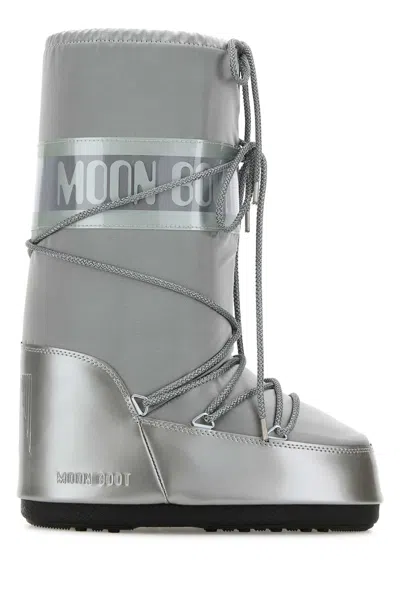 Moon Boot Metallic Shell And Pvc Snow Boots In Silver