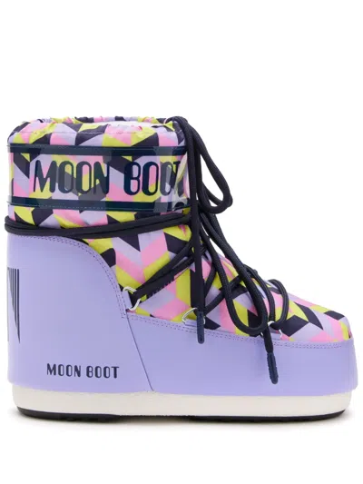 Moon Boot Icon Geometric-pattern Print Boots In Purple