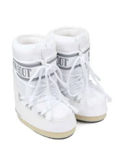 Moon Boot Kids' Icon Logo-band Lace-up Boots In White