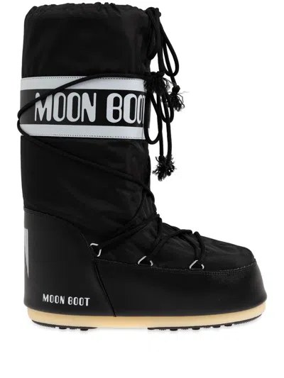 Moon Boot Logo Waterproof Nylon Snow Boots In Black