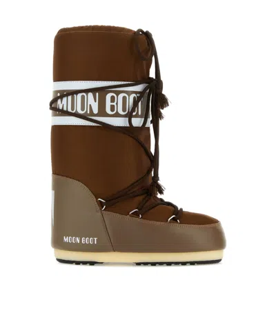 Moon Boot Icon Logo Printed Lace-up Boots In Brown