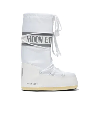 Moon Boot Icon Logo Printed Lace-up Boots In White
