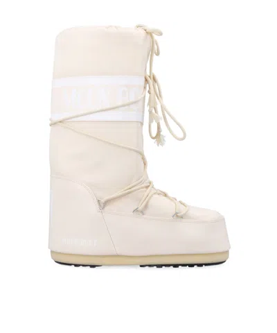 Moon Boot Icon Logo Printed Lace-up Boots In White