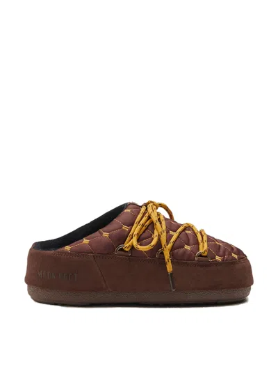 Moon Boot Icon Logo Quilted Mules Sandals In Brown