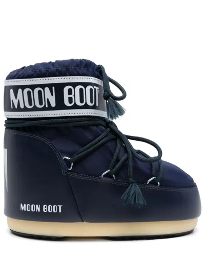 Moon Boot Womens F003 Blue Icon Low Waterproof Lace-up Nylon Snow Boots Eur 39-41/6-8 Uk
