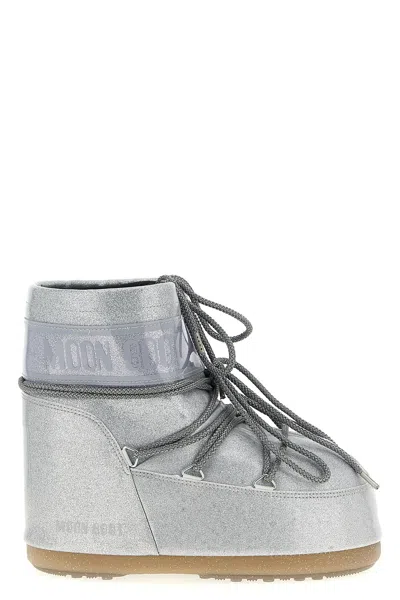 Moon Boot 'icon Low' Ankle Boots In Silver