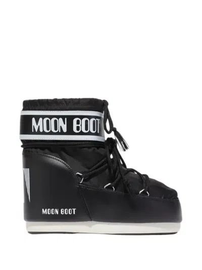 Moon Boot Icon Low Boot In Black Nylon In Multi
