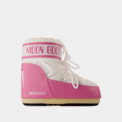 MOON BOOT BOTTES ICON LOW - MOON BOOT - SYNTHÉTIQUE - ROSE/BLANC