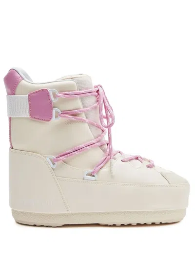 Moon Boot Lace-up Sneaker-boot In Cream