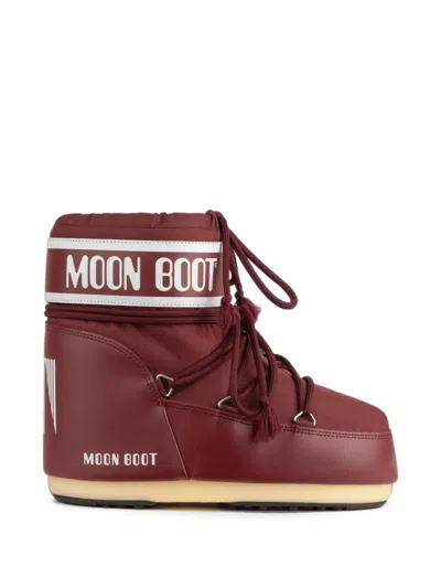 Moon Boot Icon Low Burgundy Nylon Boots In Red
