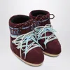 Moon Boot Icon Low Suede Laces Ankle Boots In Burgundy