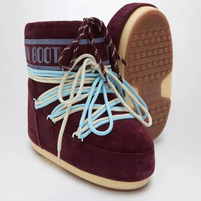 MOON BOOT ICON LOW BURGUNDY SUEDE BOOT