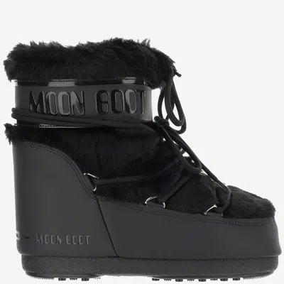 Moon Boot Icon Low Faux Fur Ankle Boots In Black