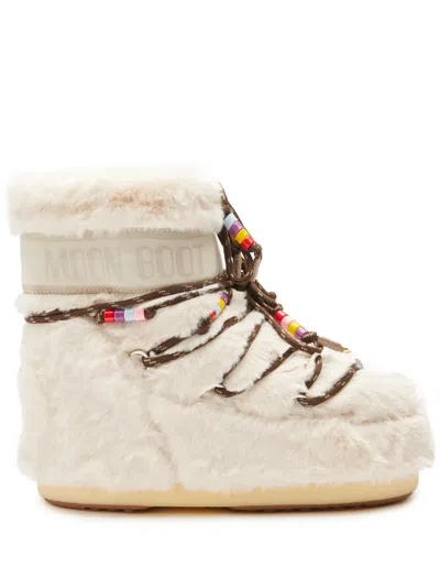 MOON BOOT ICON LOW FAUX-FUR BEADED BOOTS