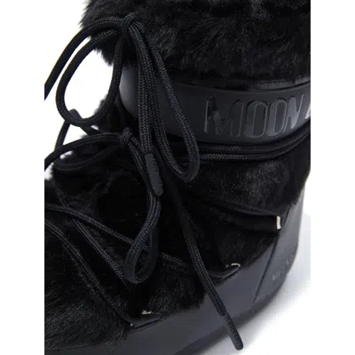 Moon Boot Icon Low Faux-fur Lace-up Boots In Black
