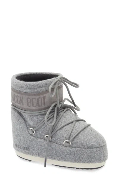 Moon Boot Womens H006 Grey Icon Low Lace-up Felt Snow Boots Eur 39-41/6-8 Uk