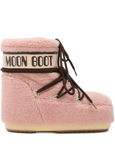 Moon Boot Icon Low Fleece Ankle Boots In Pink