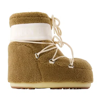MOON BOOT ICON LOW FLEECE BOOTS MOON BOOT SYNTHETIC BROWN