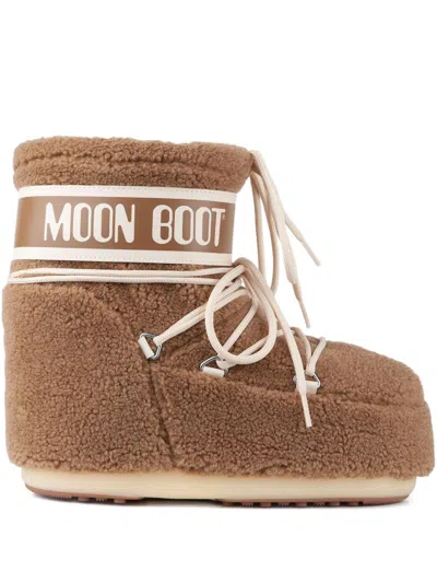 Moon Boot Icon Low Camel Fleece Boots In Brown