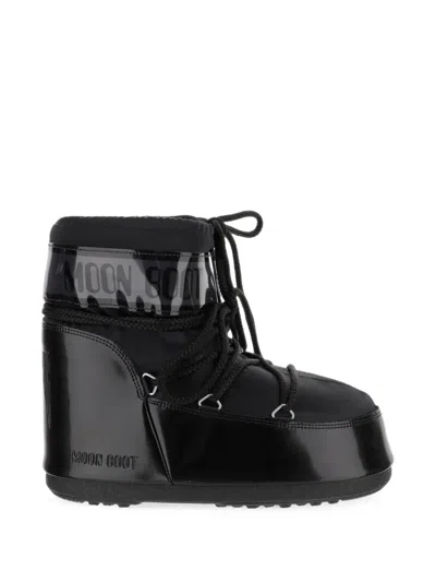 Moon Boot Icon Low Glance Black Satin Boots
