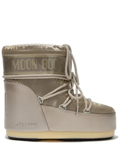 MOON BOOT MOON BOOT ICON LOW GLANCE PLATINUM SATIN BOOTS