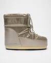 Moon Boot Icon Low Glance Platinum Satin Snow Boots In Gold