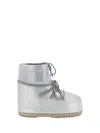 Moon Boot Icon Low Silver Glitter Ankle Boots In Silver