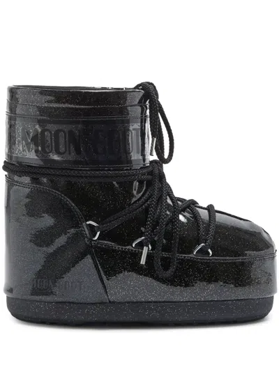 Moon Boot "icon" Low Glitter Boot In Black