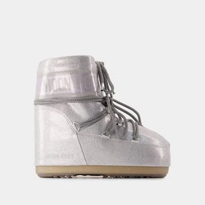 Moon Boot Icon Low Glitter Boots In White