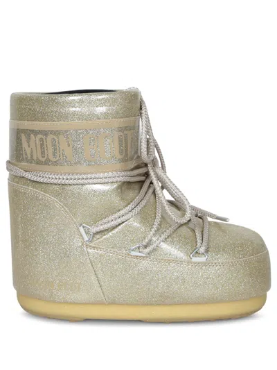 Moon Boot Icon Low Glitter Gold Boots In Metallic