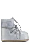 Moon Boot Icon Glitter Lace-up Short Snow Boots In Argento